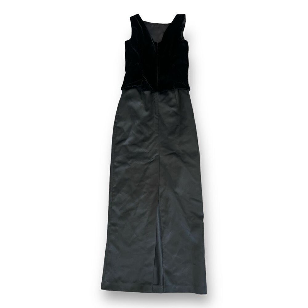 Jessica McClintock Long Black Velvet Top Dress Size 4